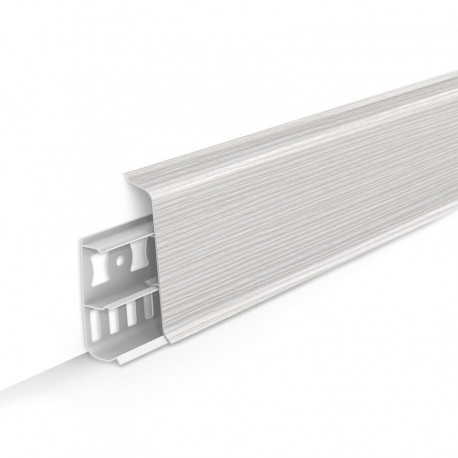 Плинтус ПВХ с кабель-каналами 70мм Деконика 255 Ясень бьянко 2200мм